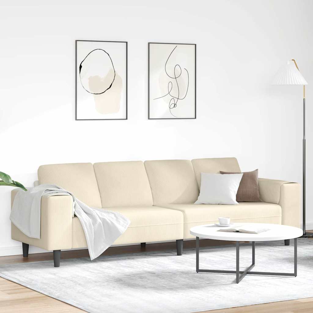 vidaXL Sofa mit Kissen Hellgrau 250 x 77 x 76 cm Cordstoff