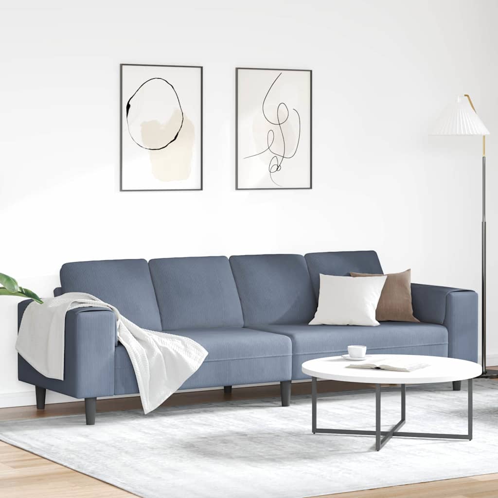 vidaXL Sofa mit Kissen Hellgrau 250 x 77 x 76 cm Cordstoff