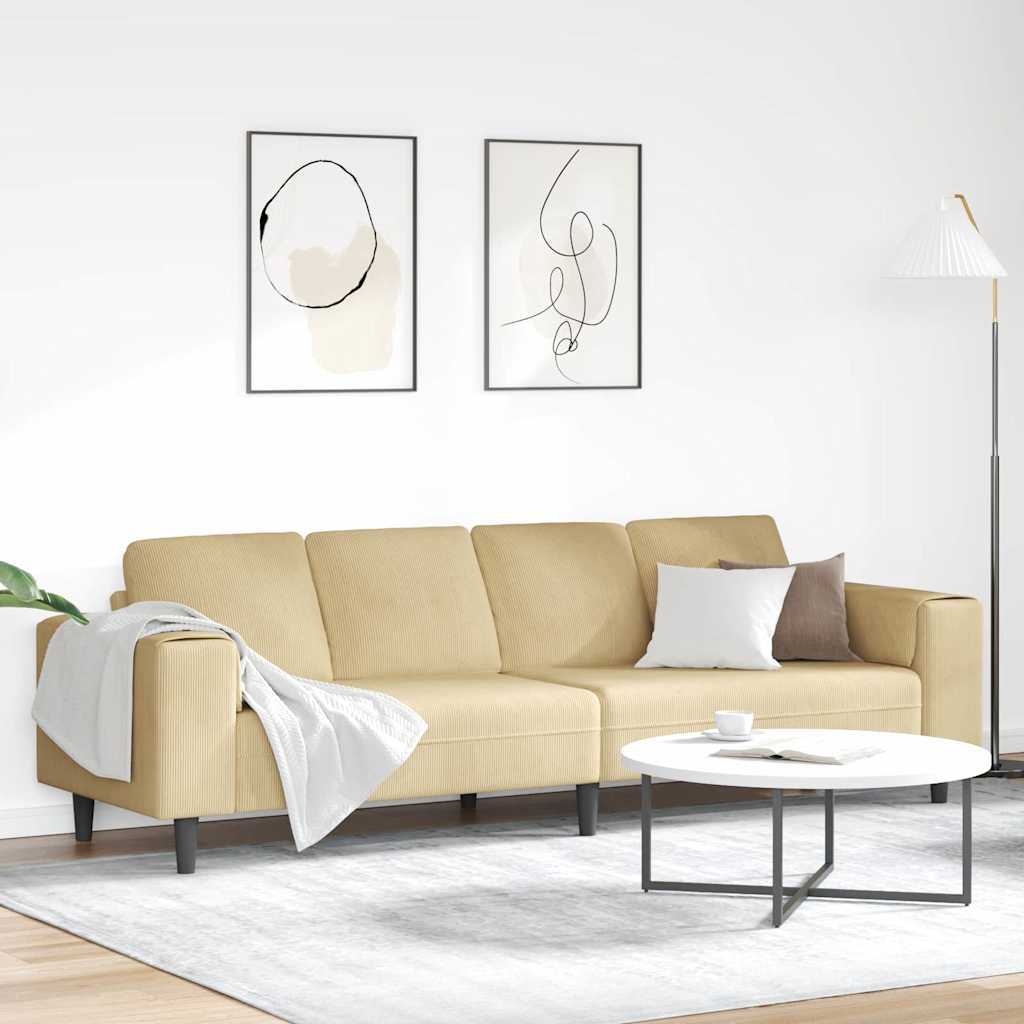 vidaXL Sofa mit Kissen Hellgrau 250 x 77 x 76 cm Cordstoff