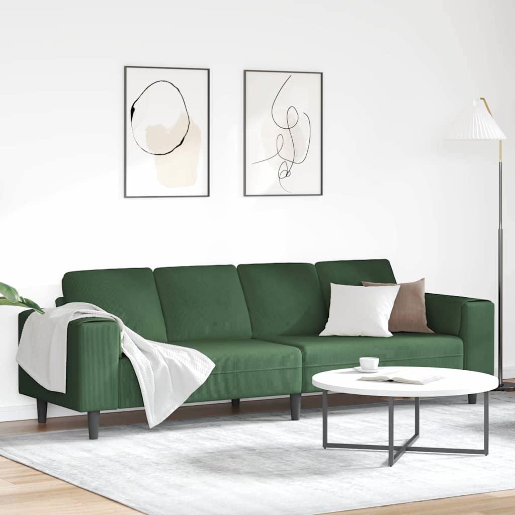 vidaXL Sofa mit Kissen Hellgrau 250 x 77 x 76 cm Cordstoff