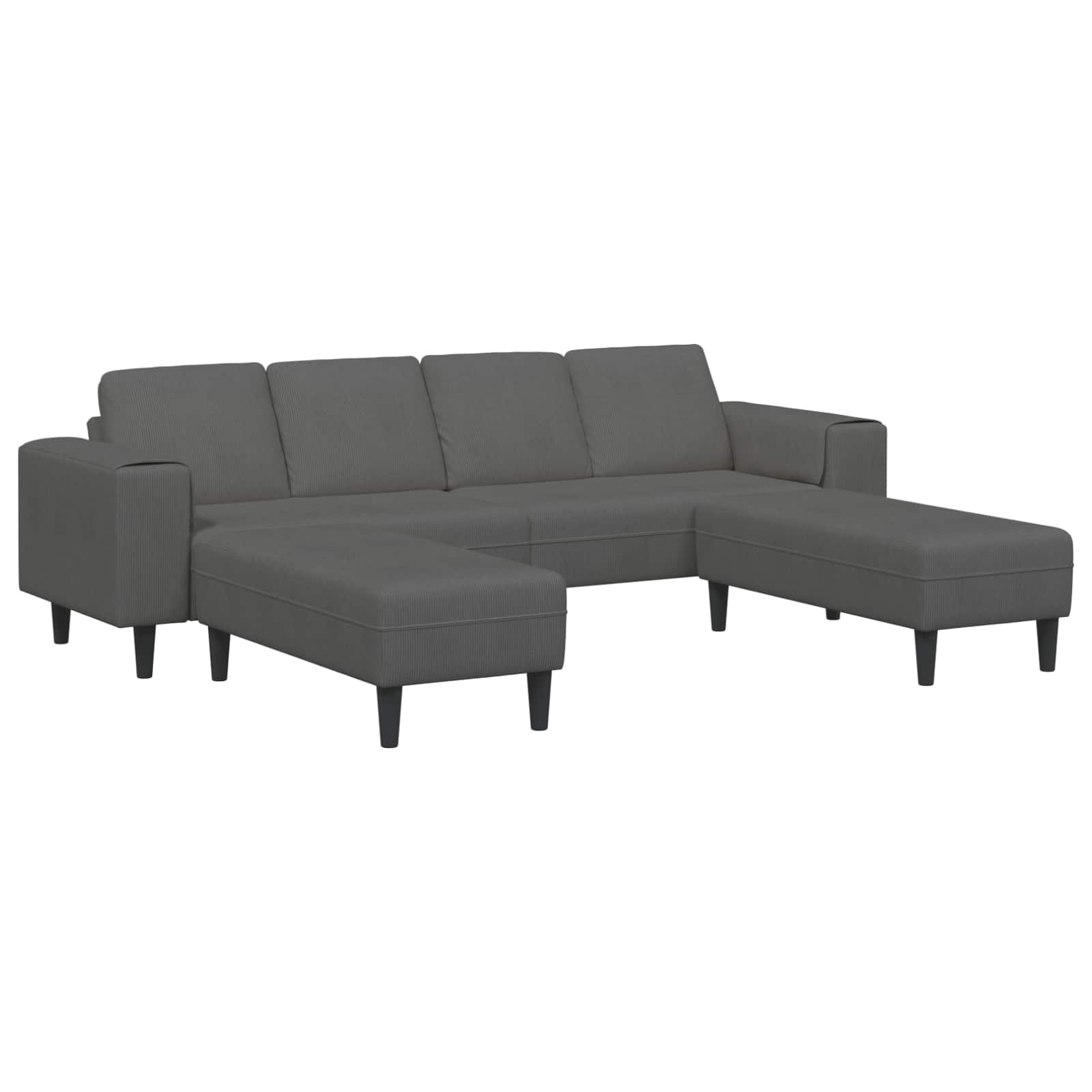 vidaXL Sofa mit Kissen Hellgrau 250 x 77 x 76 cm Cordstoff