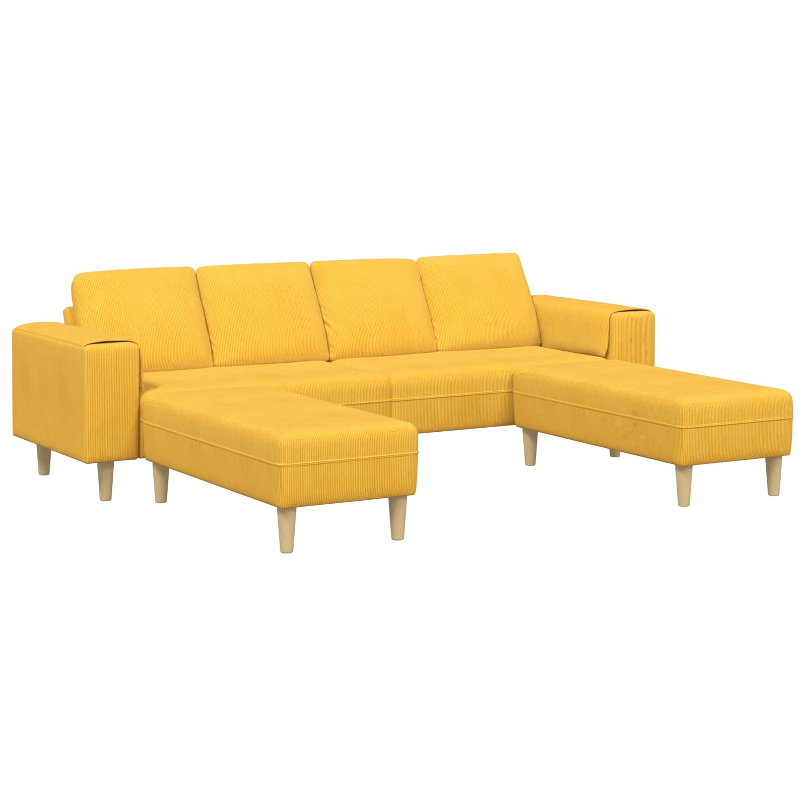 vidaXL Sofa mit Kissen Hellgrau 250 x 77 x 76 cm Cordstoff