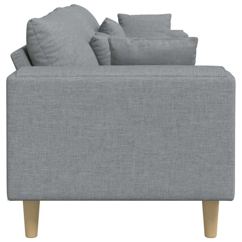 vidaXL Sofa mit Kissen Hellgrau 250 x 77 x 76 cm Stoff