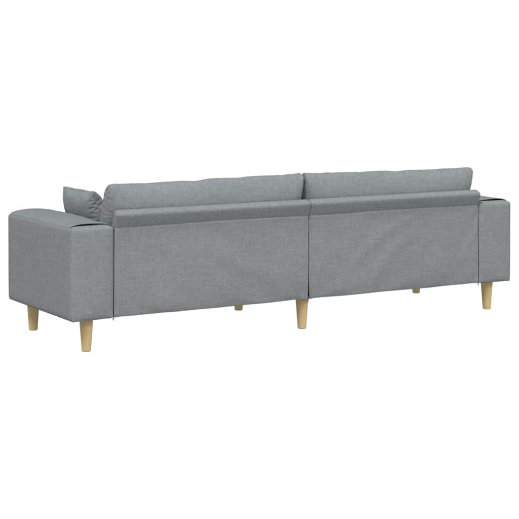 vidaXL Sofa mit Kissen Hellgrau 250 x 77 x 76 cm Stoff