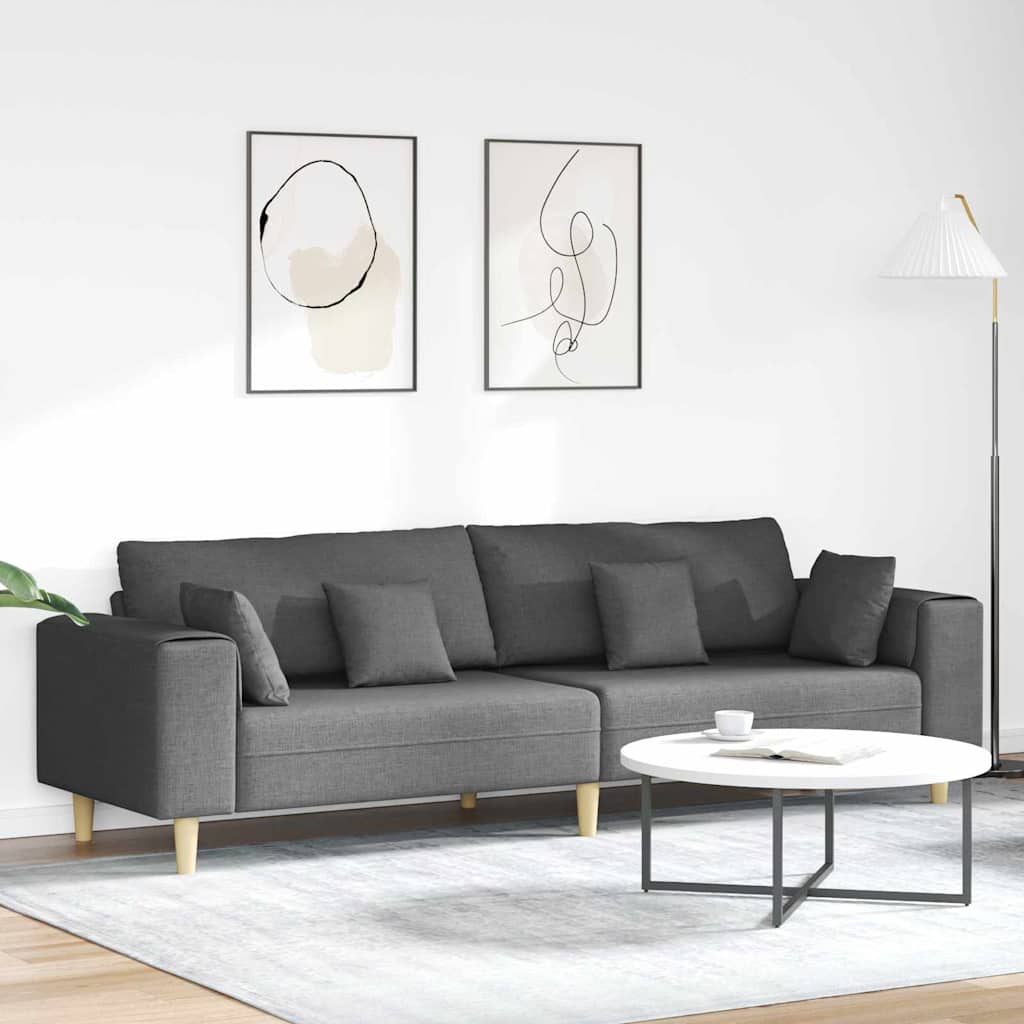 vidaXL Sofa mit Kissen Hellgrau 250 x 77 x 76 cm Stoff