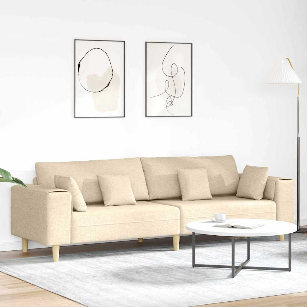 vidaXL Sofa mit Kissen Hellgrau 250 x 77 x 76 cm Stoff