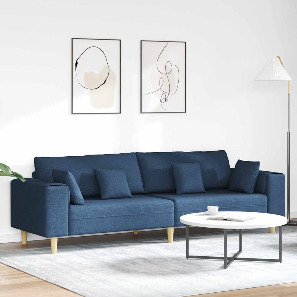 vidaXL Sofa mit Kissen Hellgrau 250 x 77 x 76 cm Stoff
