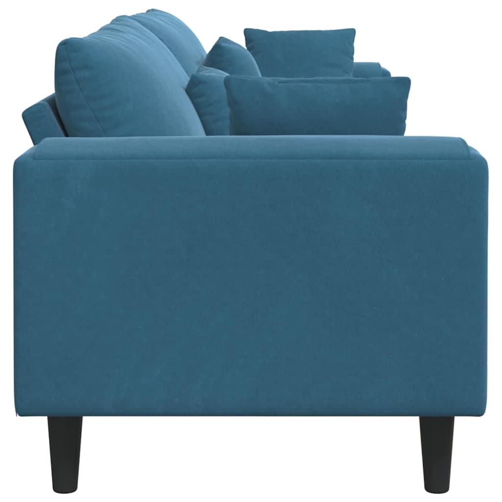 vidaXL Sofa mit Kissen Blau 250 x 77 x 76 cm Samt