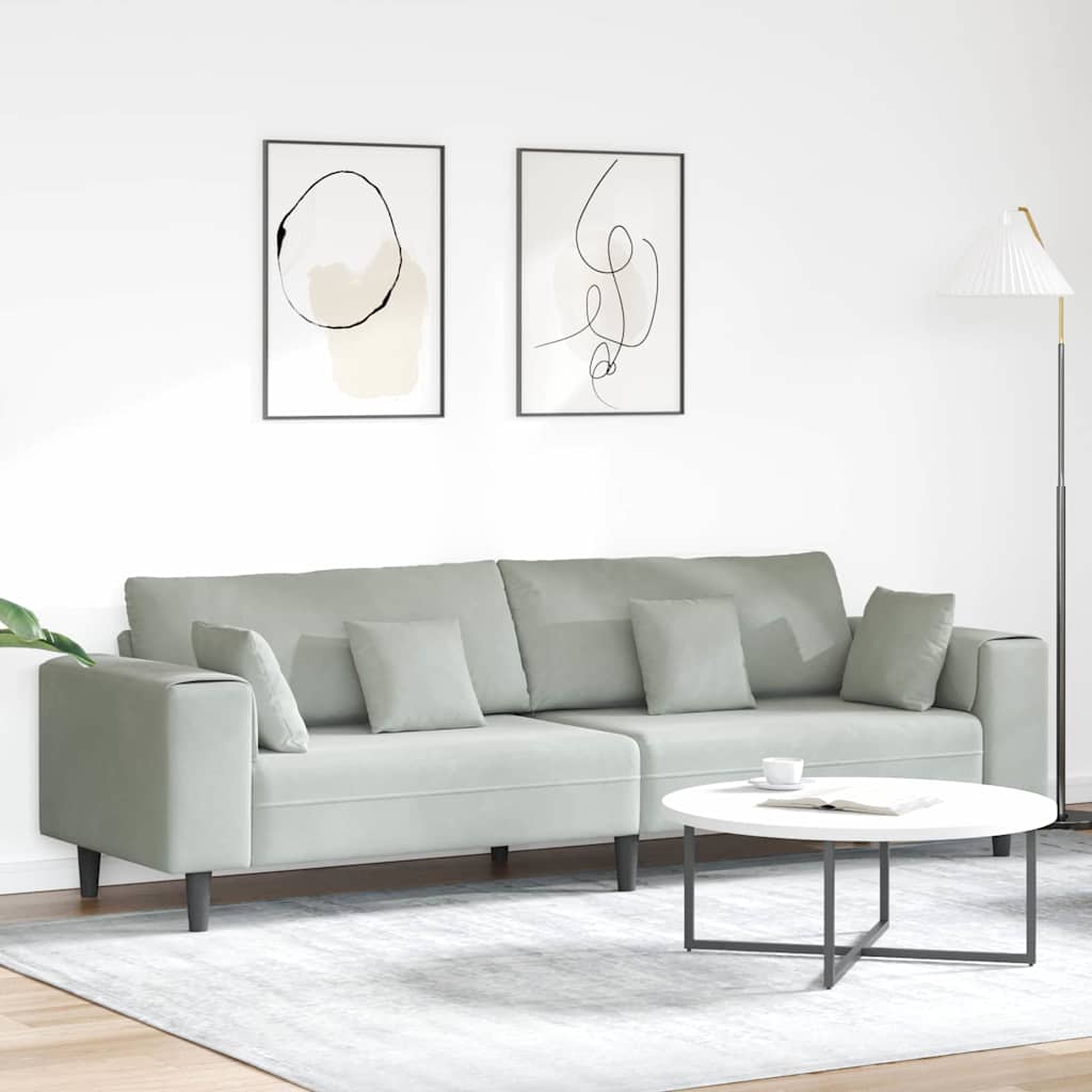 vidaXL Sofa mit Kissen Blau 250 x 77 x 76 cm Samt