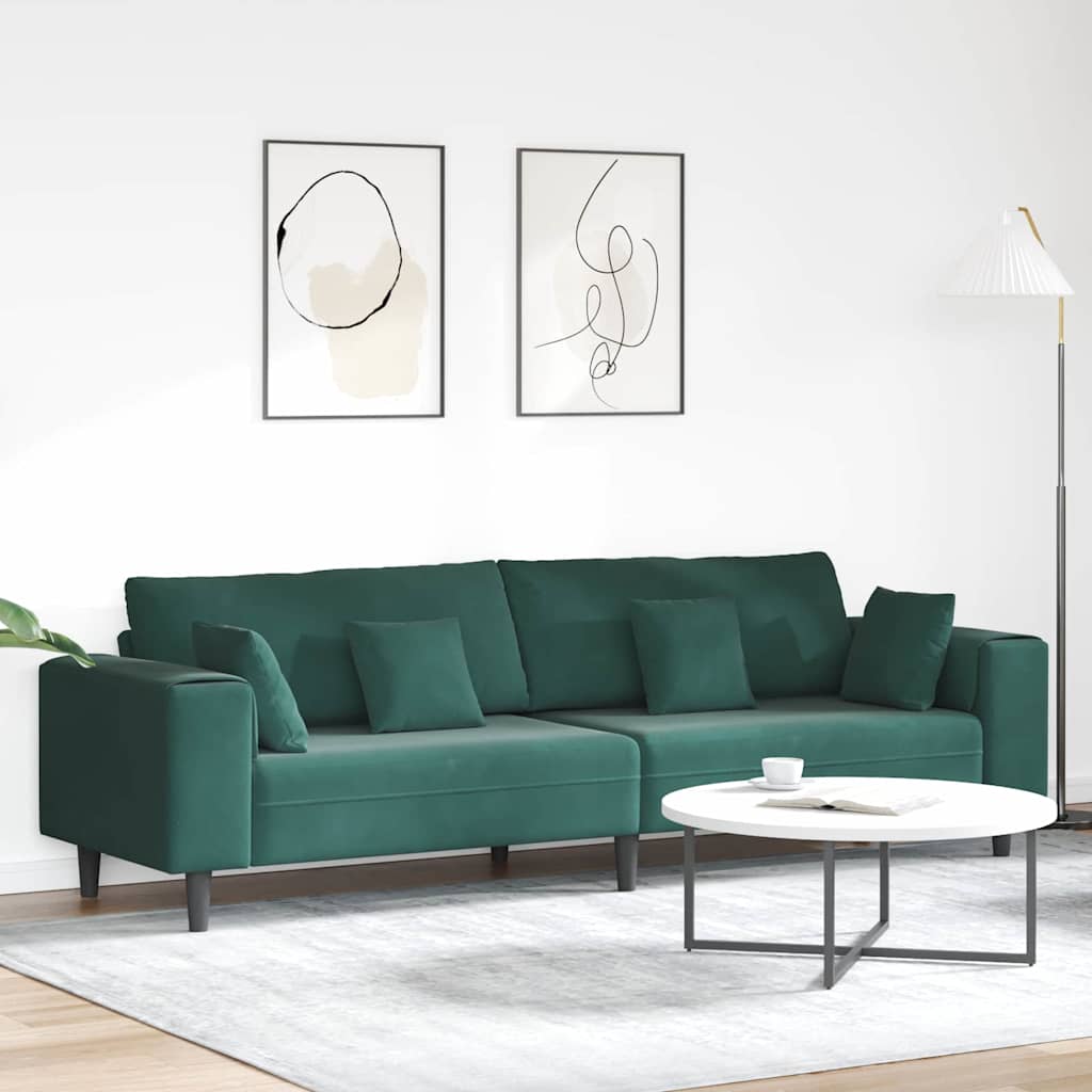 vidaXL Sofa mit Kissen Blau 250 x 77 x 76 cm Samt