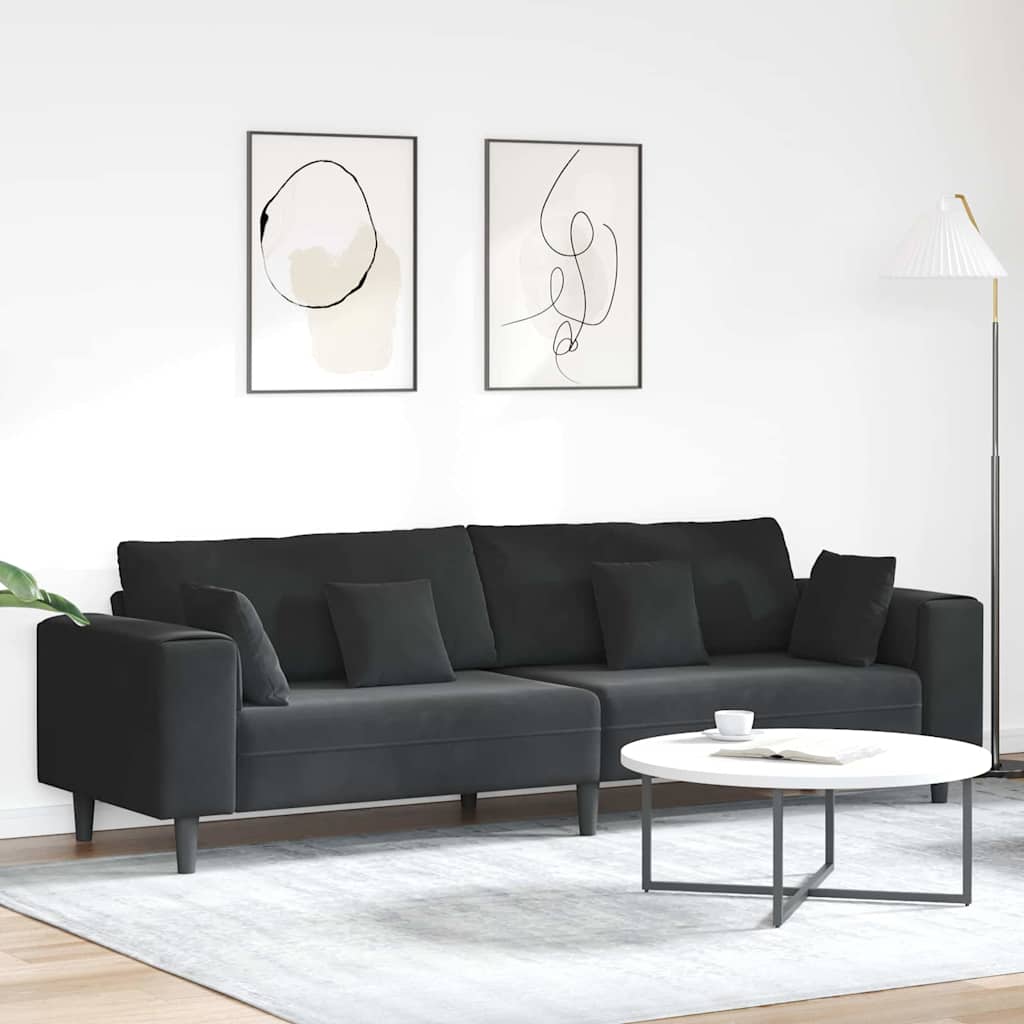 vidaXL Sofa mit Kissen Blau 250 x 77 x 76 cm Samt