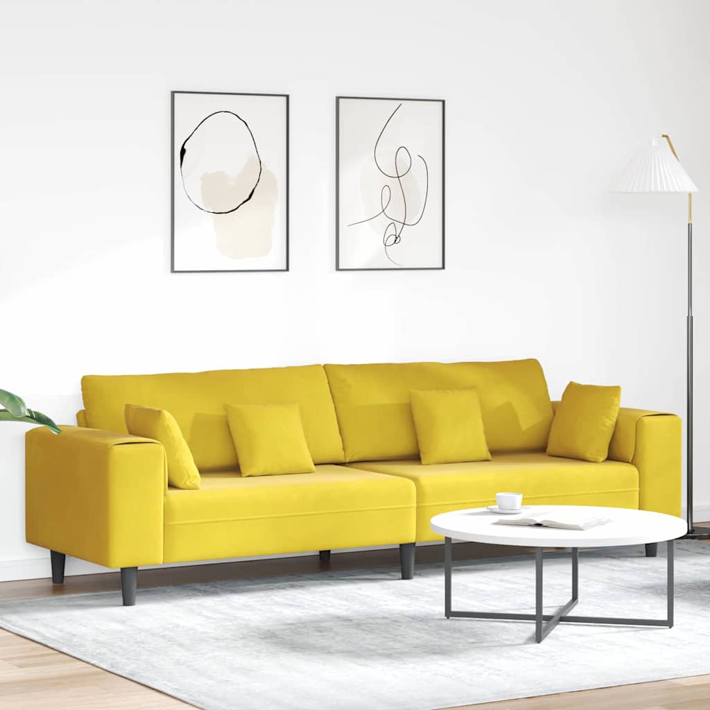 vidaXL Sofa mit Kissen Blau 250 x 77 x 76 cm Samt