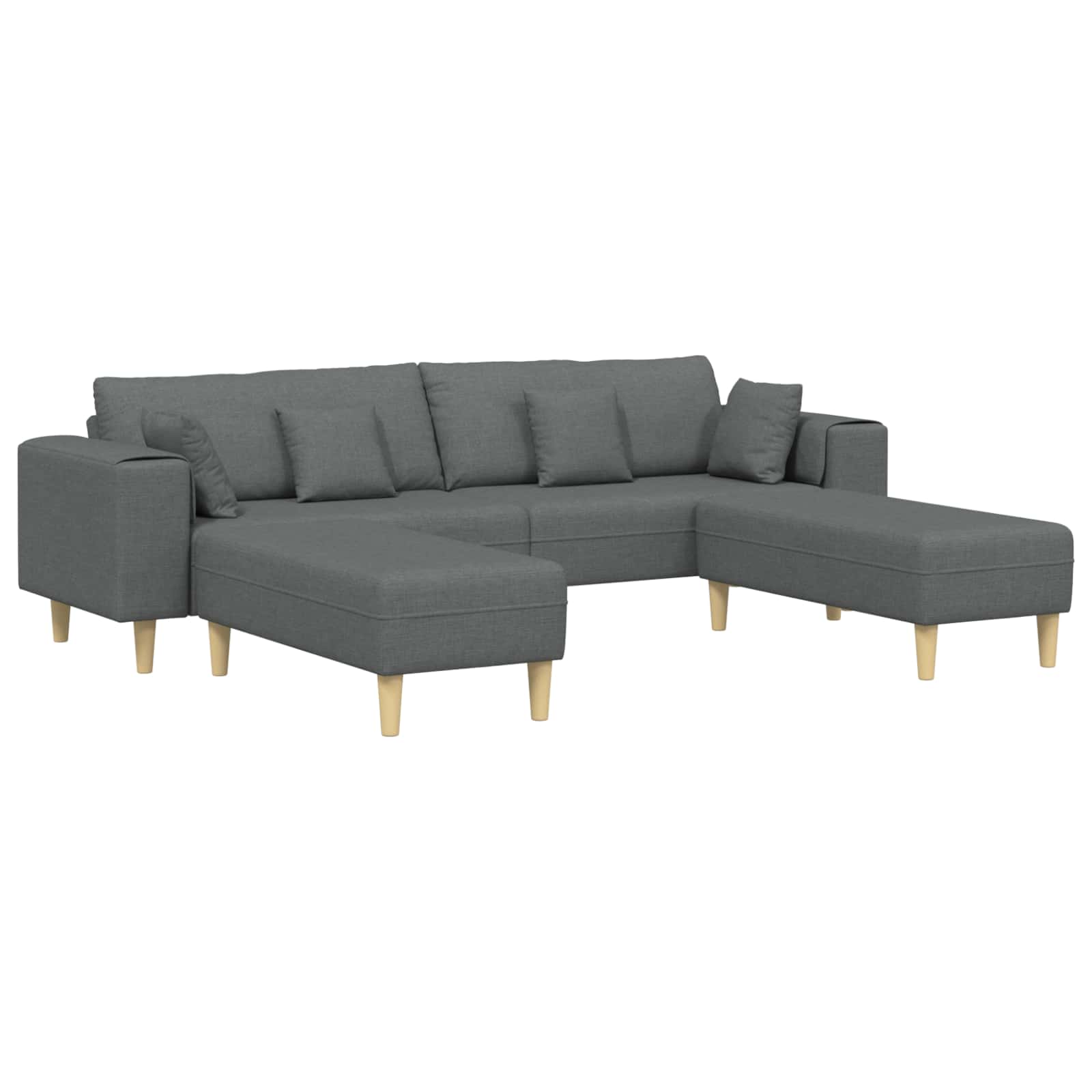 vidaXL Sofa mit Kissen Hellgrau 250 x 77 x 76 cm Stoff