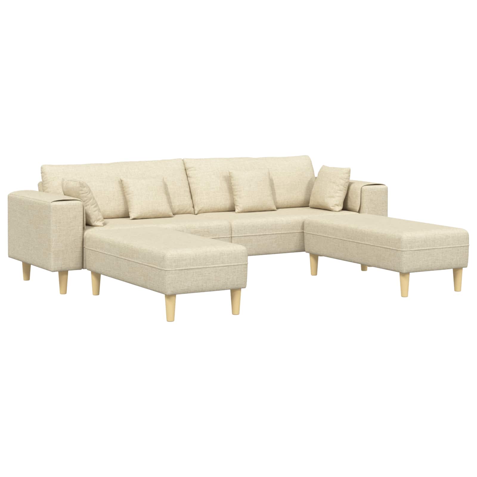 vidaXL Sofa mit Kissen Hellgrau 250 x 77 x 76 cm Stoff