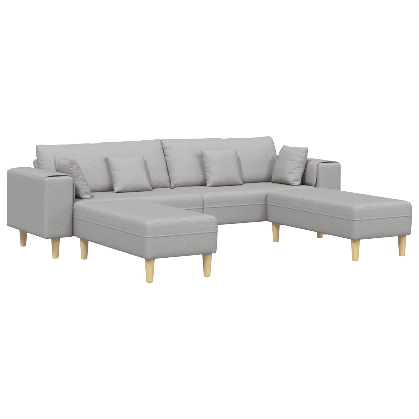 vidaXL Sofa mit Kissen Hellgrau 250 x 77 x 76 cm Stoff