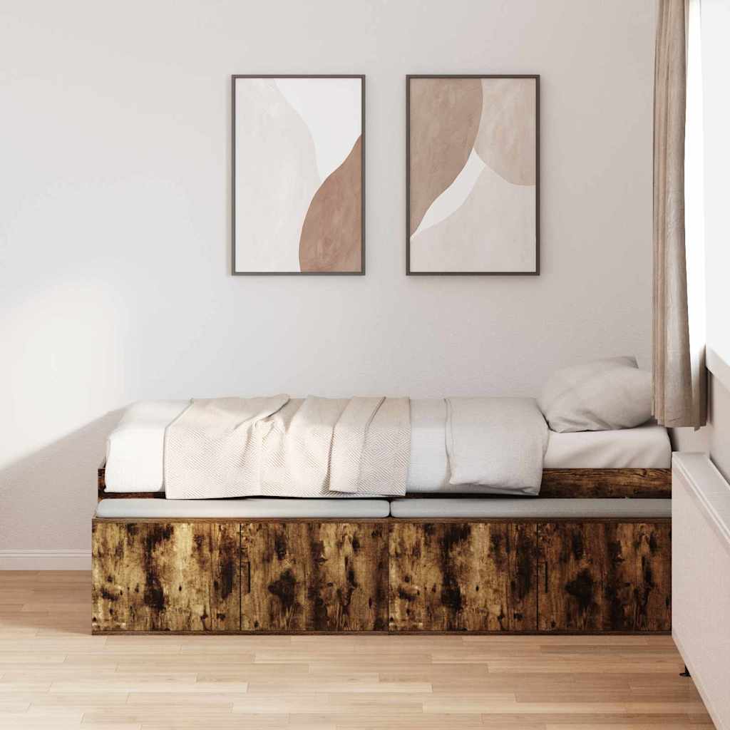 vidaXL Bettrahmen mit Schubladen Weiß 100 x 200 cm Holzwerkstoff