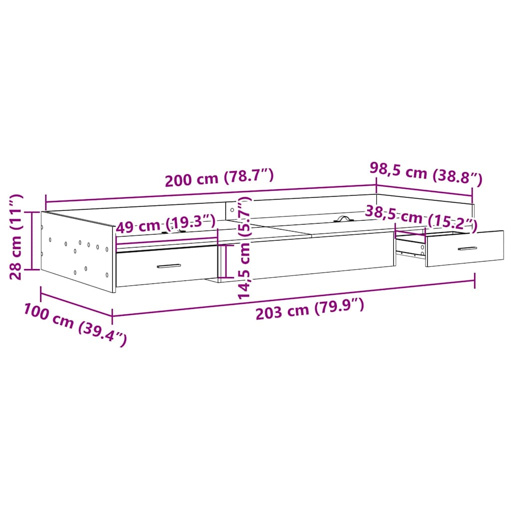 vidaXL Bettrahmen mit Kopfteil Weiß 100 x 200 cm Holzwerkstoff