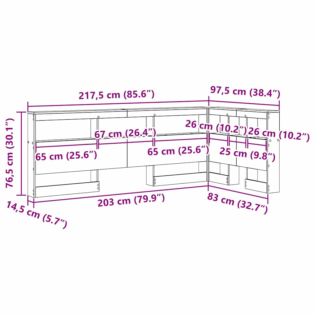 vidaXL Aufbewahrungskopfteil mit Regal Weiß 80 cm Holzwerkstoff