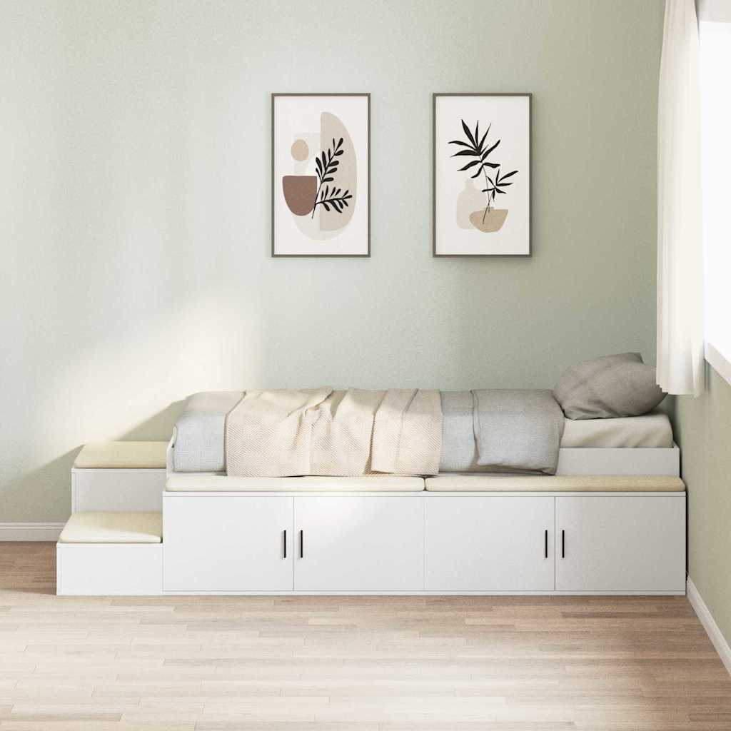 vidaXL Bett mit Stauraum Weiß 244 x 127 x 53.5 cm Holzwerkstoff