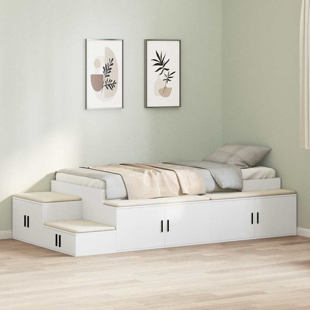 vidaXL Bett mit Stauraum Weiß 244 x 127 x 53.5 cm Holzwerkstoff