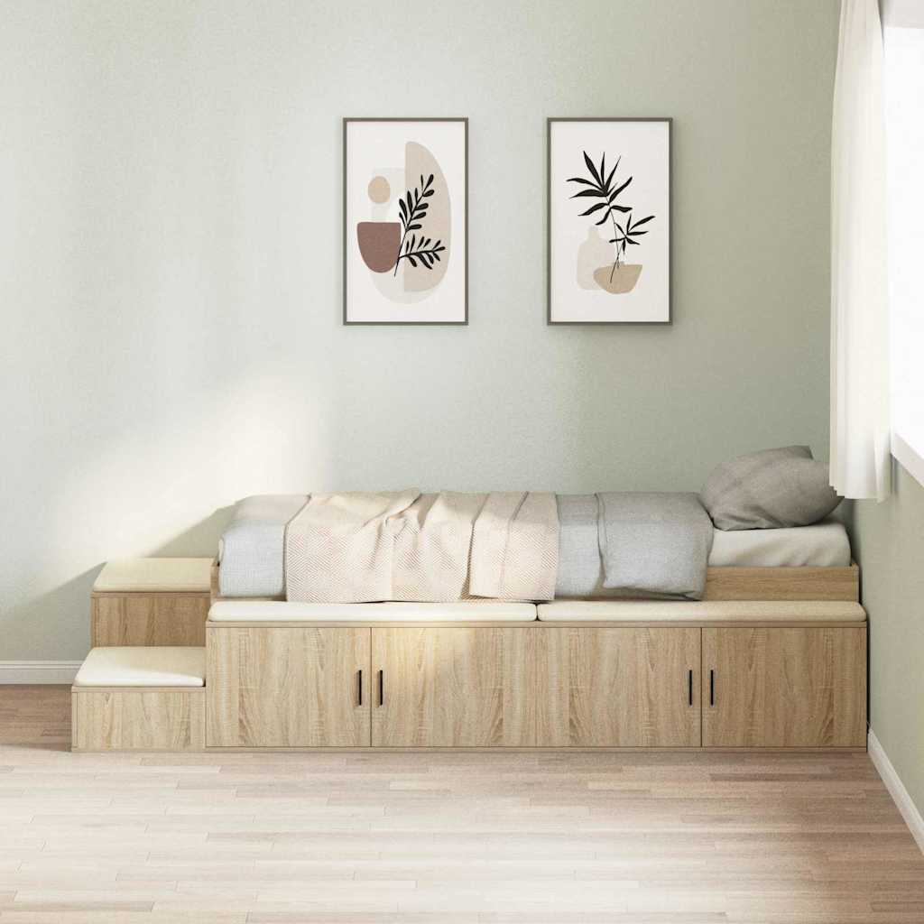 vidaXL Bett mit Stauraum Weiß 244 x 127 x 53.5 cm Holzwerkstoff