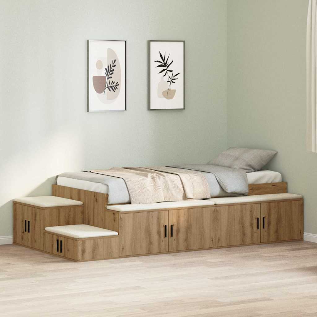 vidaXL Bett mit Stauraum Weiß 244 x 127 x 53.5 cm Holzwerkstoff