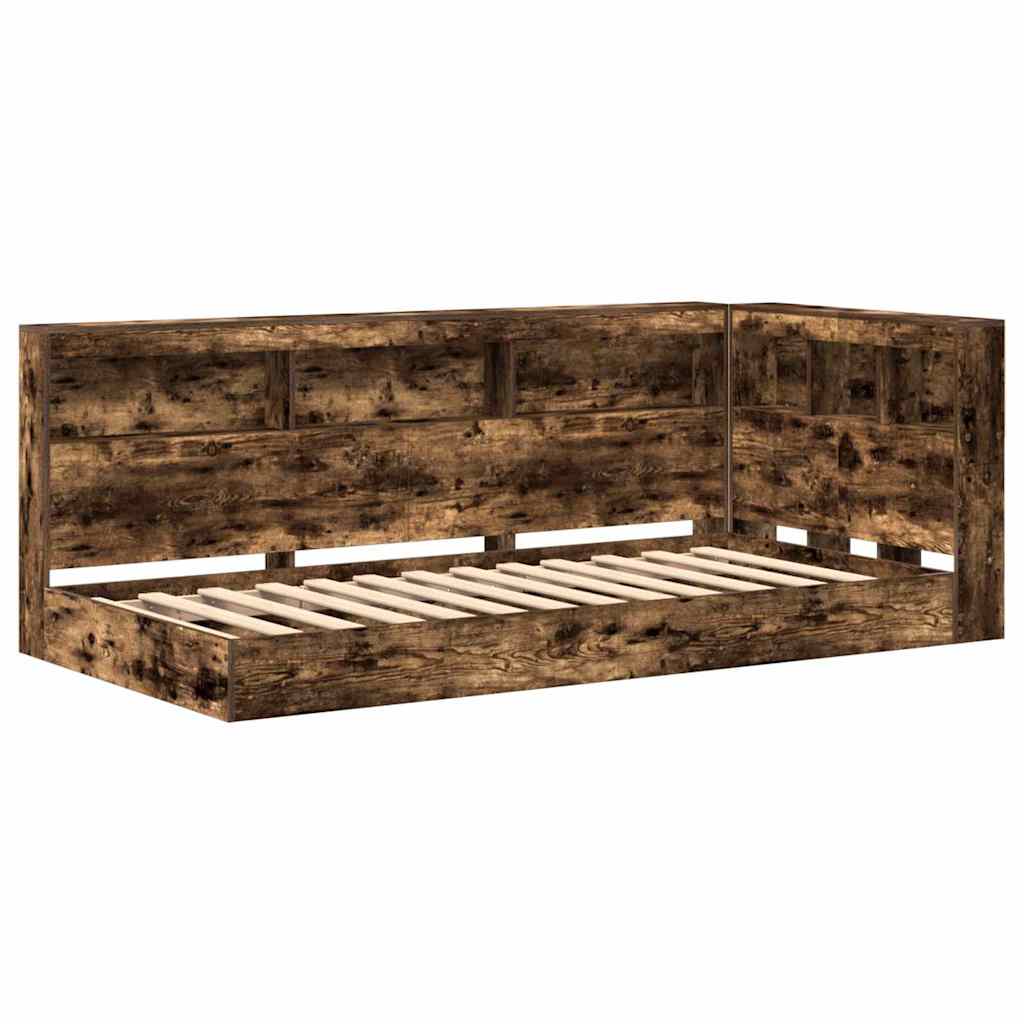 vidaXL Bücherregal-Bett Räuchereiche 90 x 200 cm Holzwerkstoff
