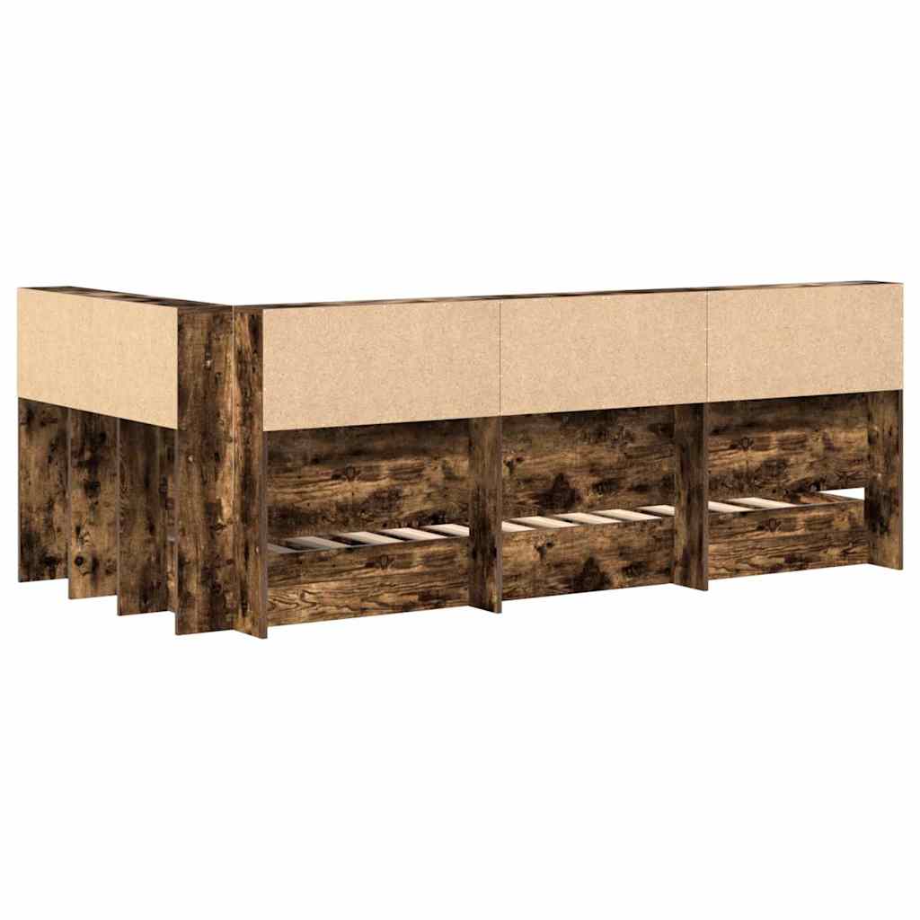 vidaXL Bücherregal-Bett Räuchereiche 90 x 200 cm Holzwerkstoff