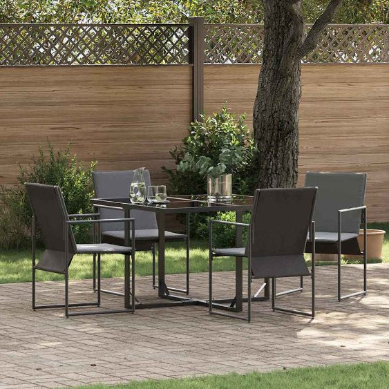 Garten Essgruppe 5 pcs Schwarz Stahl