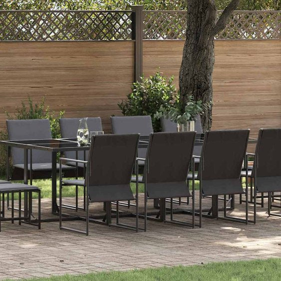 Garten Essgruppe 9 pcs Schwarz Stahl