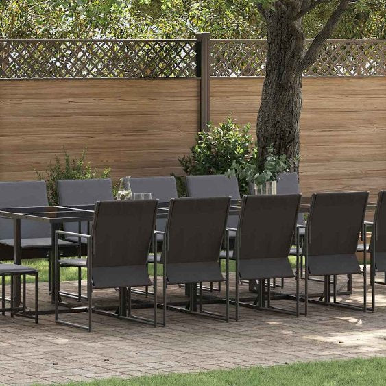 Garten Essgruppe 9 pcs Schwarz Stahl
