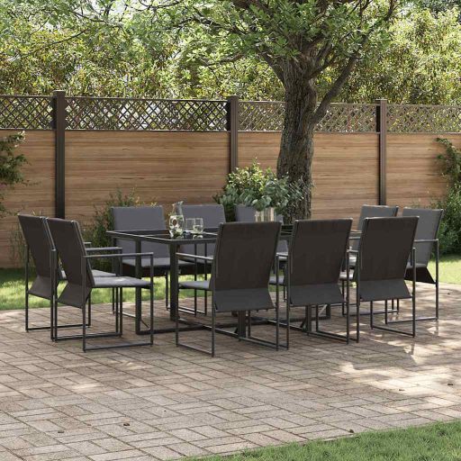 Garten Essgruppe 9 pcs Schwarz Stahl