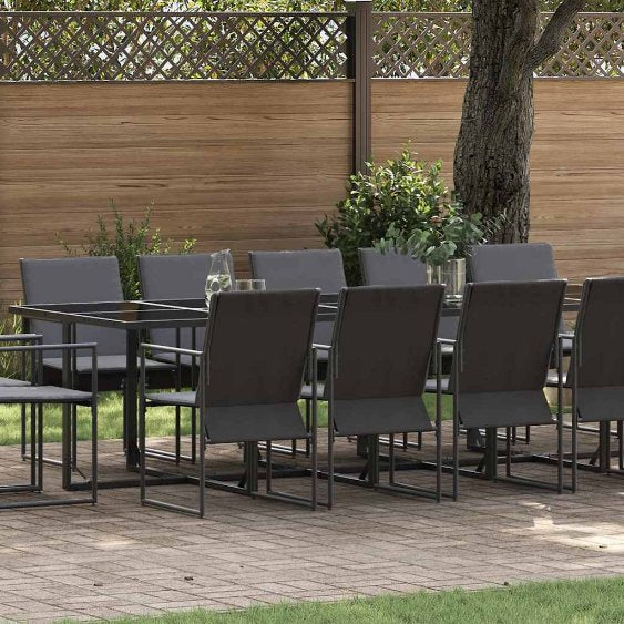 Garten Essgruppe 9 pcs Schwarz Stahl