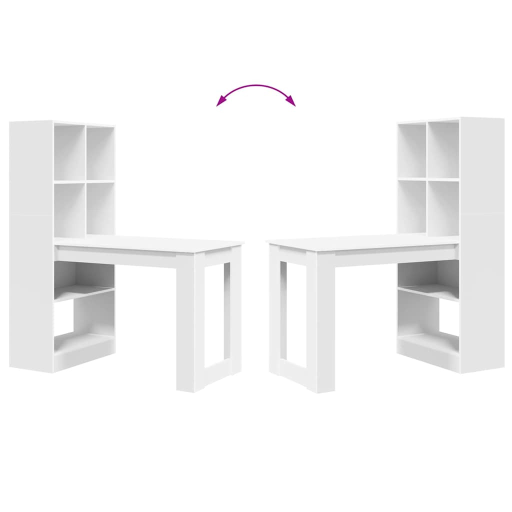 vidaXL Schreibtisch mit Regal Weiß 122 x 67 x 145 cm Holzwerkstoff