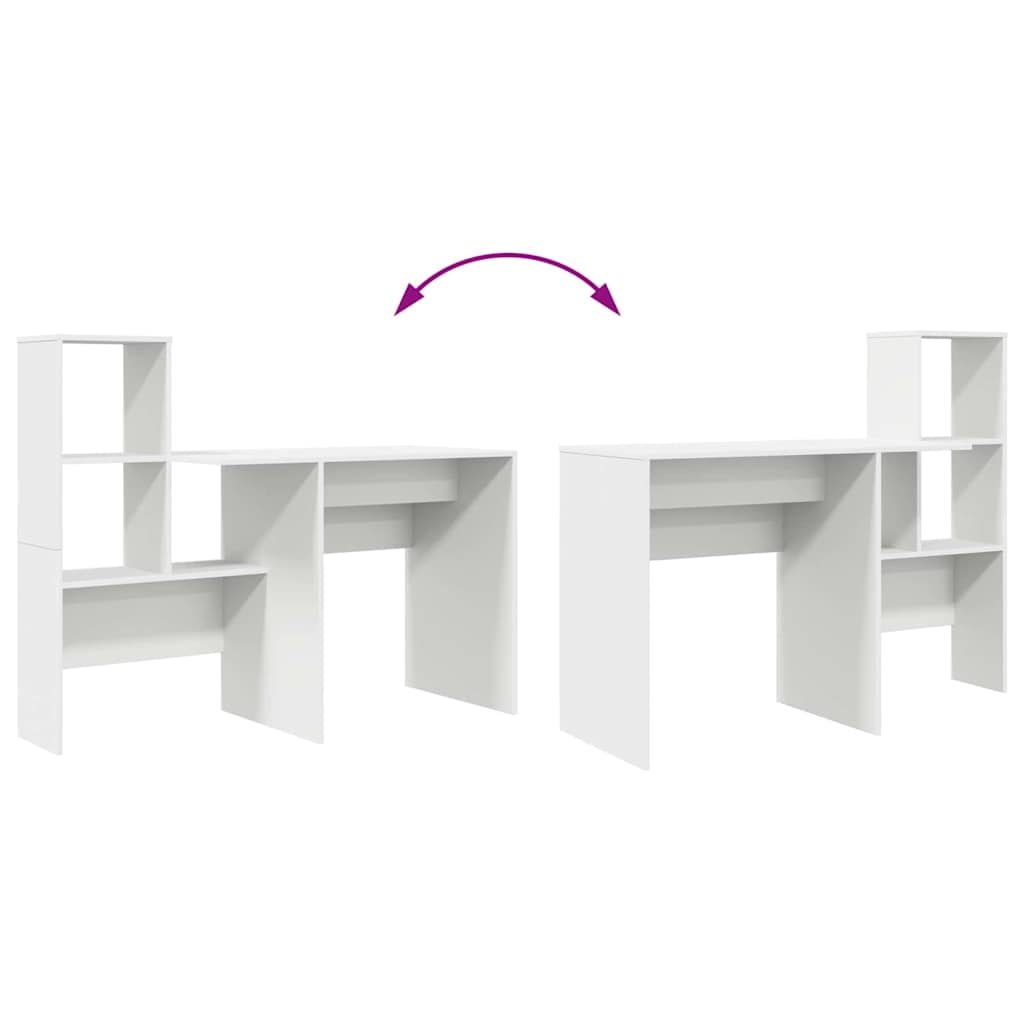 vidaXL Schreibtisch mit Regal Weiß 131,5 x 50 x 106,5 cm Holzwerkstoff
