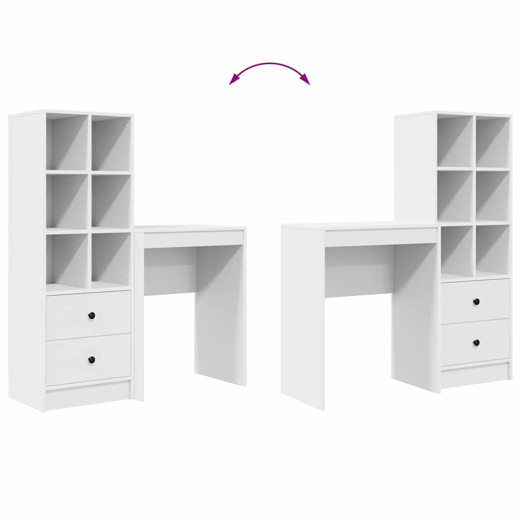 vidaXL Schreibtisch mit Schubladen 2 pcs Weiß