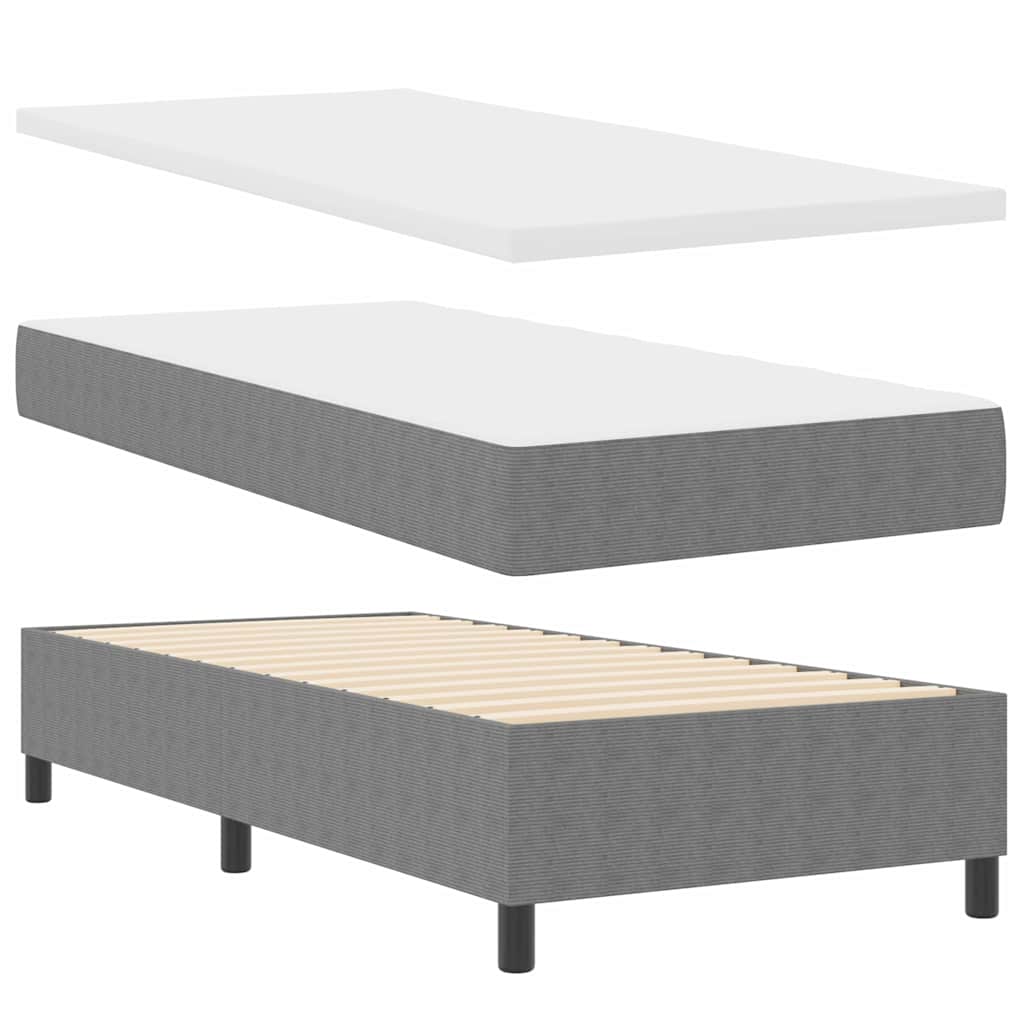 vidaXL Boxspringbett Hellgrau und Weiß 80 x 200 cm Cordstoff