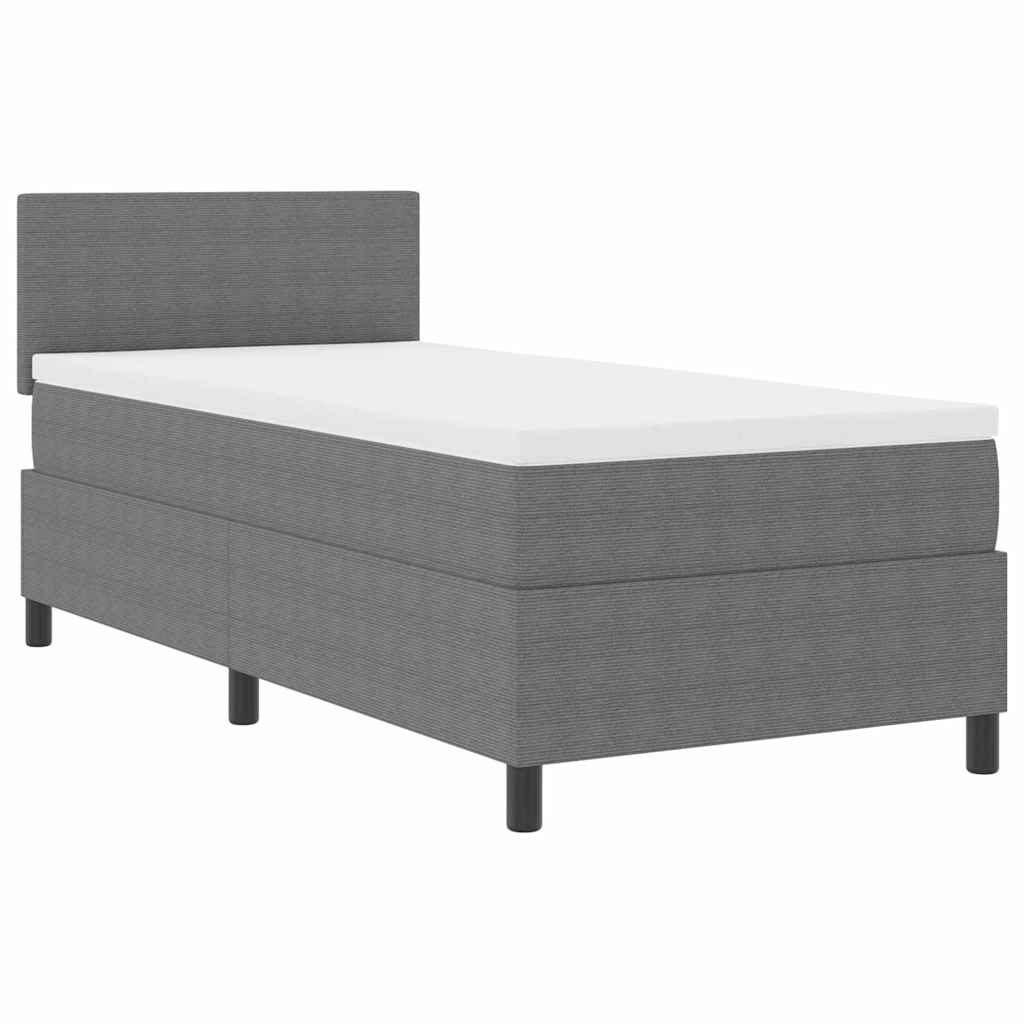 vidaXL Boxspringbett Hellgrau und Weiß 80 x 200 cm Cordstoff