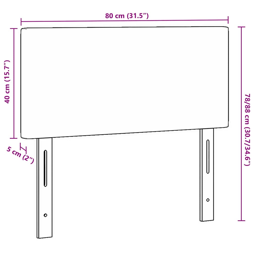 vidaXL LED Kopfteil mit LED-Lichtleisten Hellgrau 80 cm Polyester