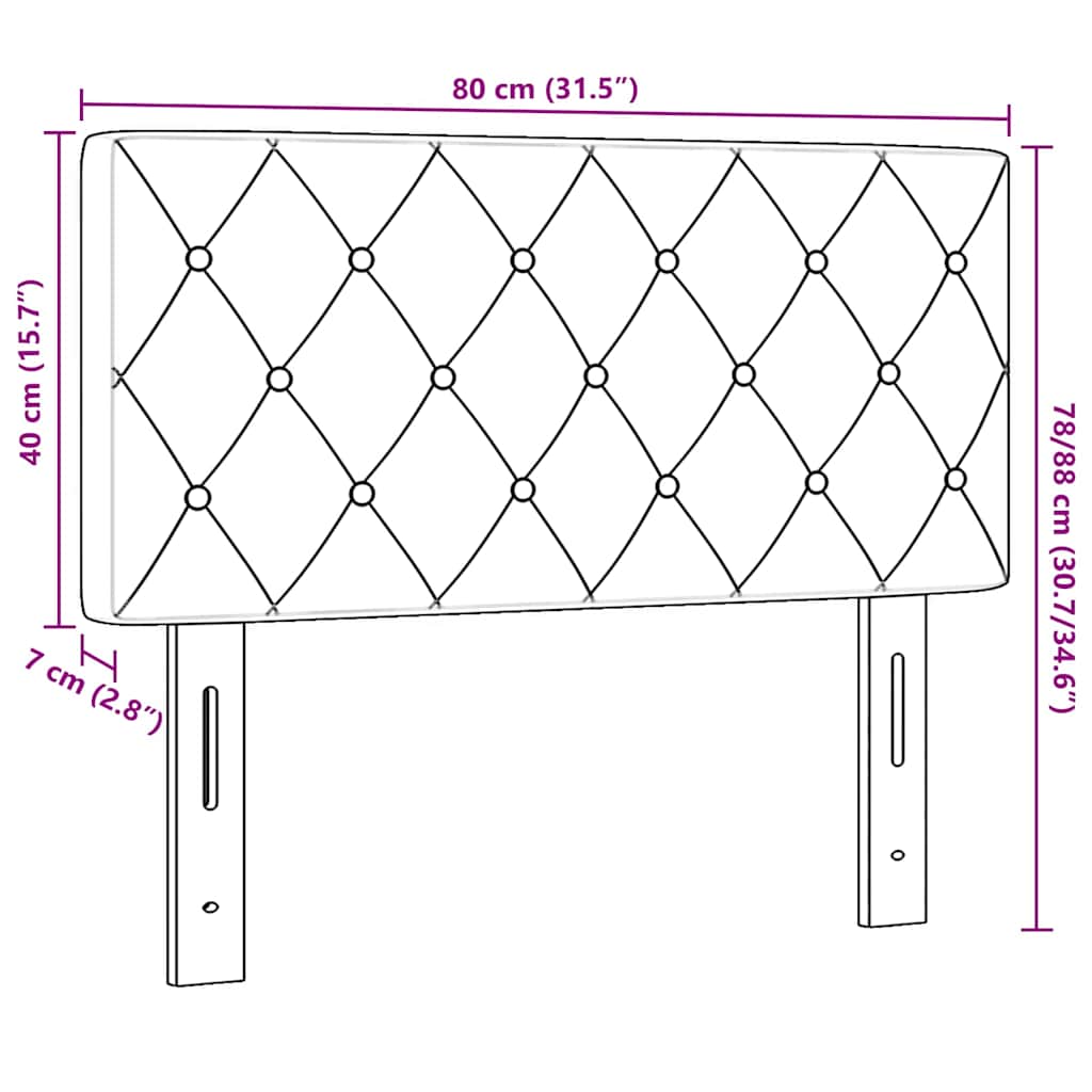 vidaXL LED Kopfteil mit LED-Lichtleisten Hellgrau 80 cm Polyester