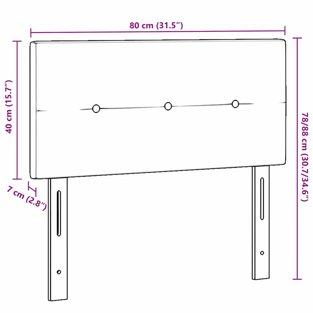vidaXL LED Kopfteil mit LED-Lichtleisten Hellgrau 80 cm Polyester