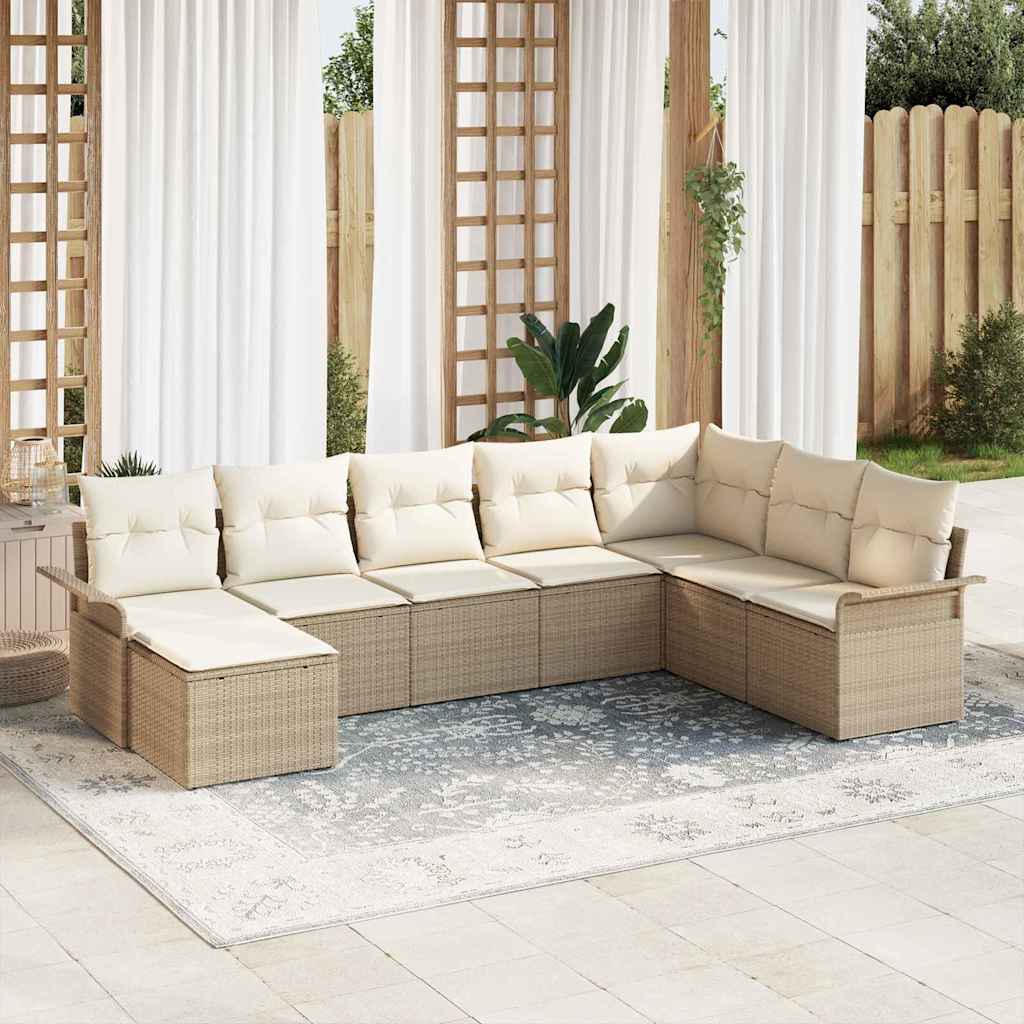 Gartensofa-set mit Kissen 8 pcs Schwarz Poly-Rattan