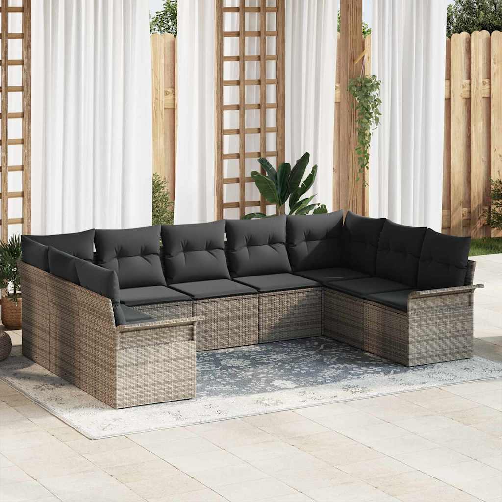 Gartensofa-set mit Kissen Schwarz Poly-Rattan