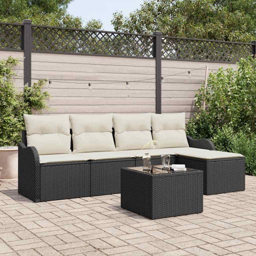 Gartensofa-set Schwarz Poly-Rattan