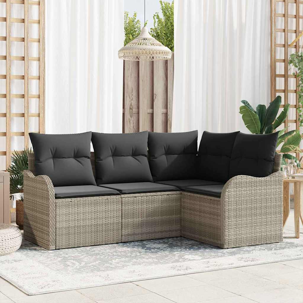 Gartensofa-set 4 pcs Schwarz Poly-Rattan