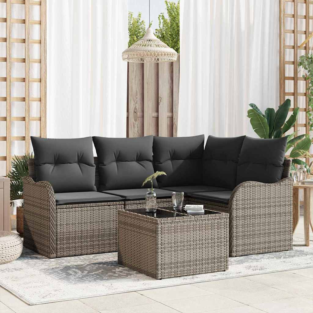 Gartensofa-set 4 pcs Schwarz Poly-Rattan