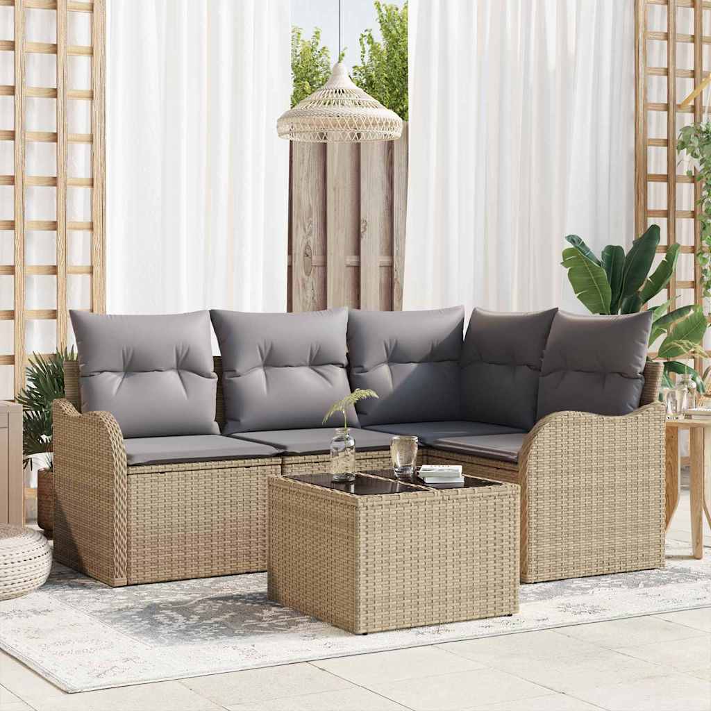 Gartensofa-set 4 pcs Schwarz Poly-Rattan