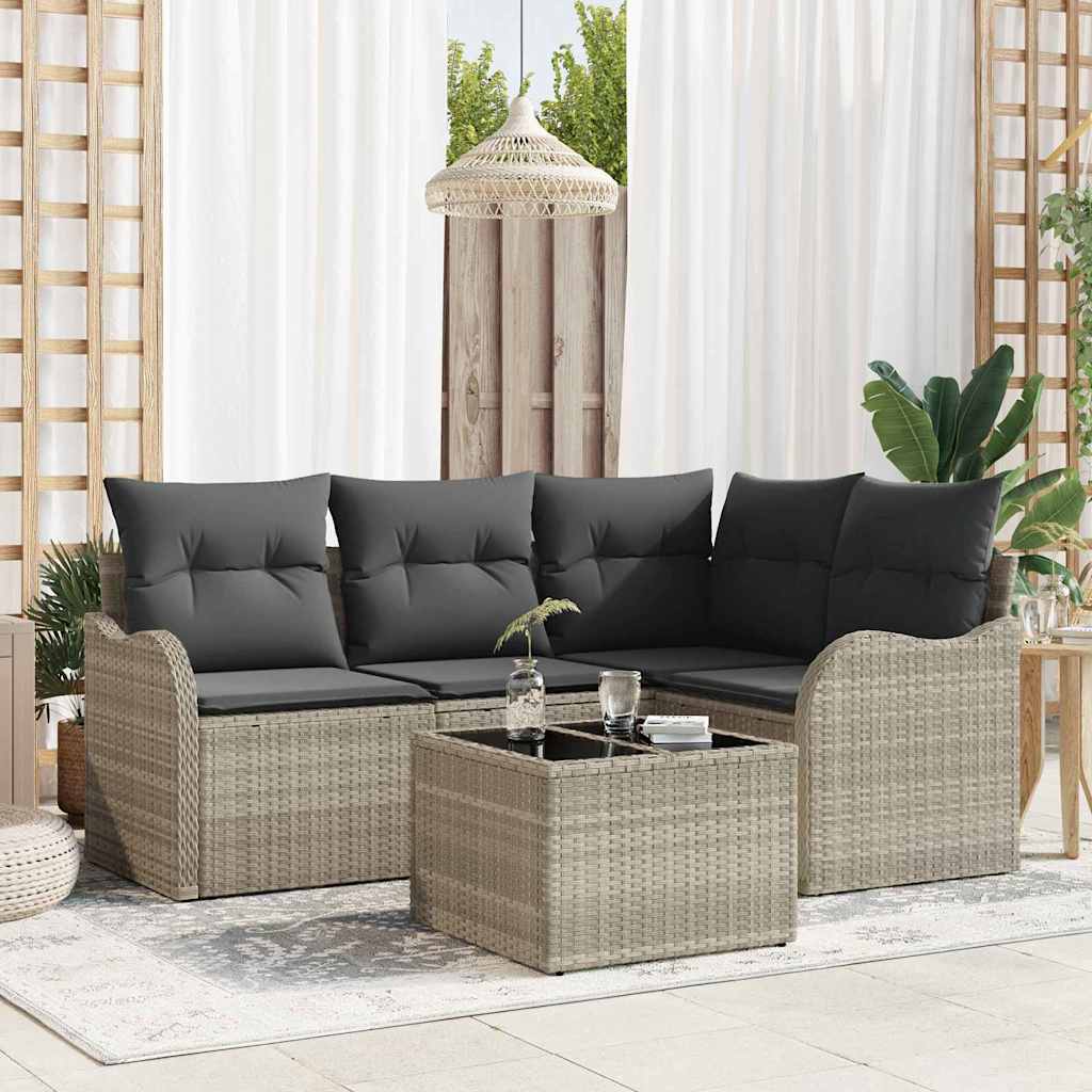 Gartensofa-set 4 pcs Schwarz Poly-Rattan