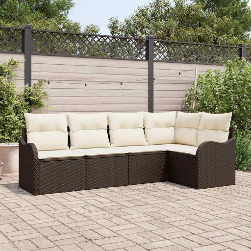 Gartensofa-set Schwarz Poly-Rattan