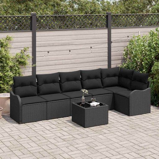 Gartensofa-set Schwarz Poly-Rattan